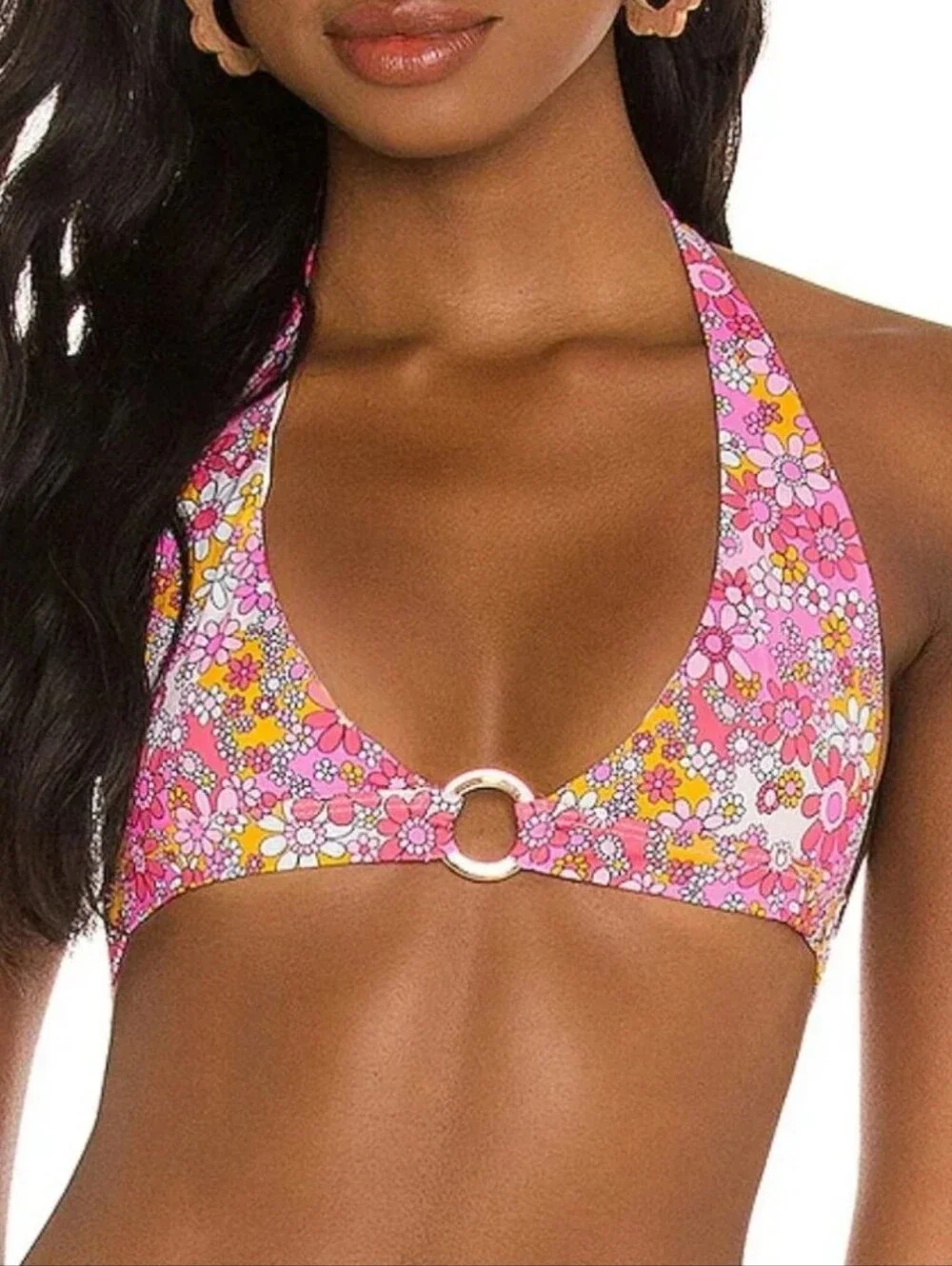 Frankies Bikinis x Naomi Osaka Eden Halter Pink Floral Bikini Set Size XL